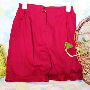 Vintage burgundy Karen Scott 80s shorts high waist women’s 8 cuffed hem pleated